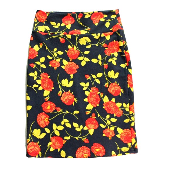 Fall Skirt Size Small S 6-8 Knee Length Black Floral Design LulaRoe Cassie - Picture 1 of 5